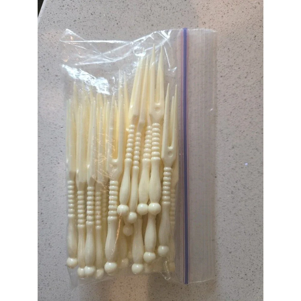 Vintage Ivory Plastic Celluloid 40 Cocktail Forks for Hors d'oeuvres